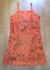 Xhilaration Orange Sequin Floral Dress Pool Cover Up Girls Size 6