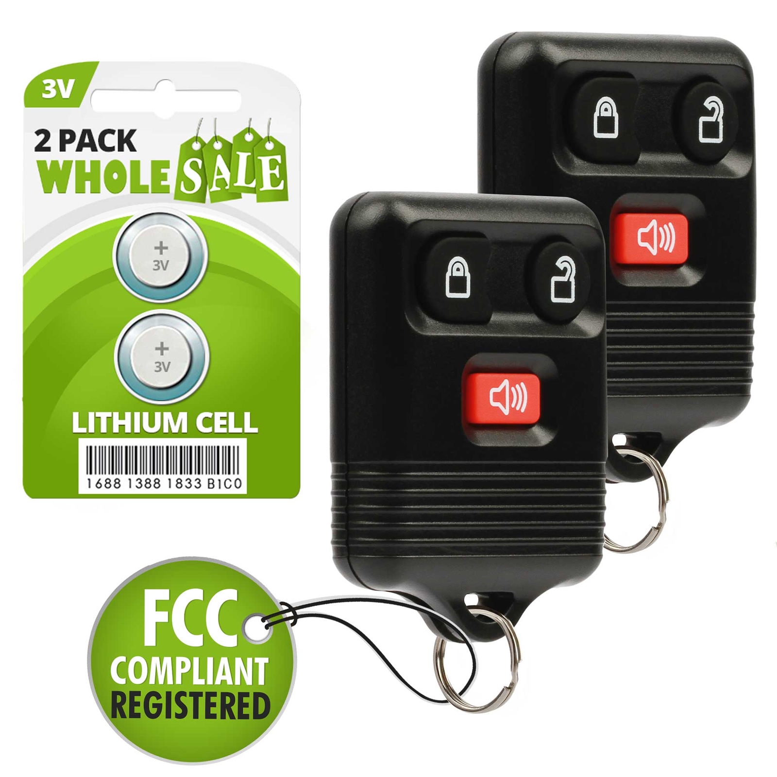 2 Replacement For 1999 2000 2001 2002 2003 2004 Ford F-250 Super Duty Key Fob