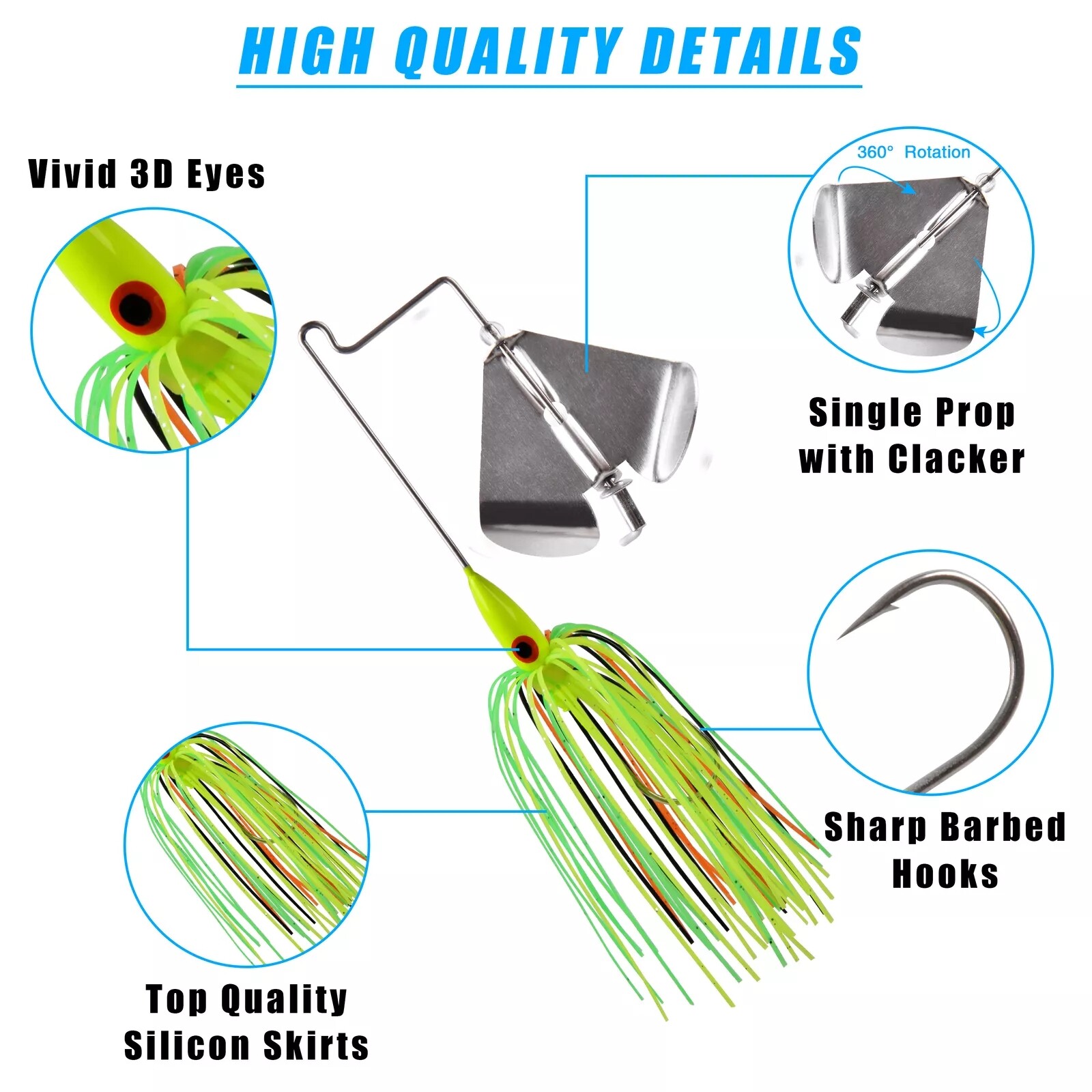 1 Set Buzzbait Fishing Lure Kit Spinnerbaits Buzz Bait Bass Fishing Baits Lures - Image 3