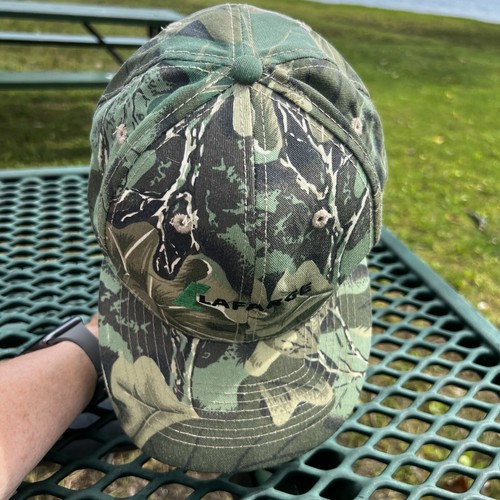 LAFARGE in Black on Greens Camouflage Fabric Hat Cap Snapback Otto Brand EUC - Picture 7 of 10