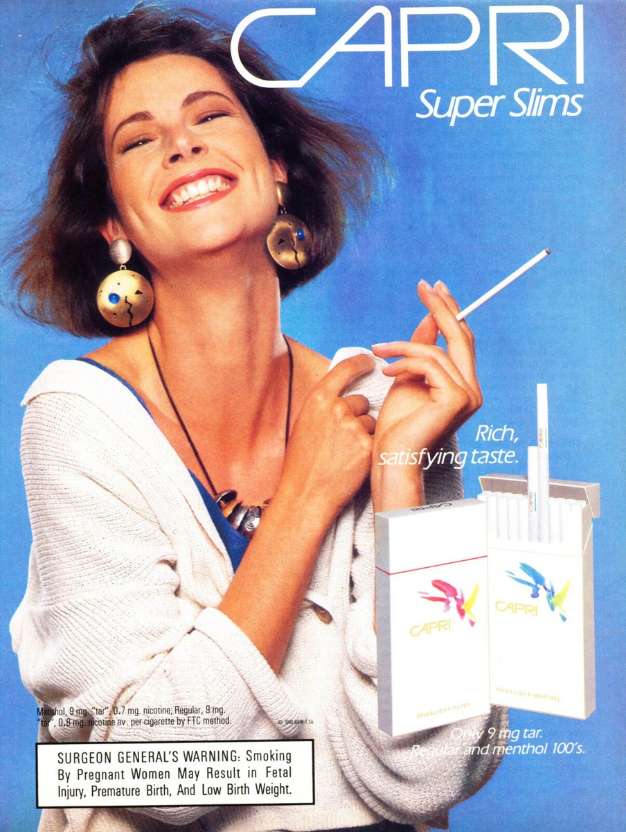capri cigarette ads CAPRI CIGARETTE AD #9 RARE 1989 VINTAGE OUT OF PRINT