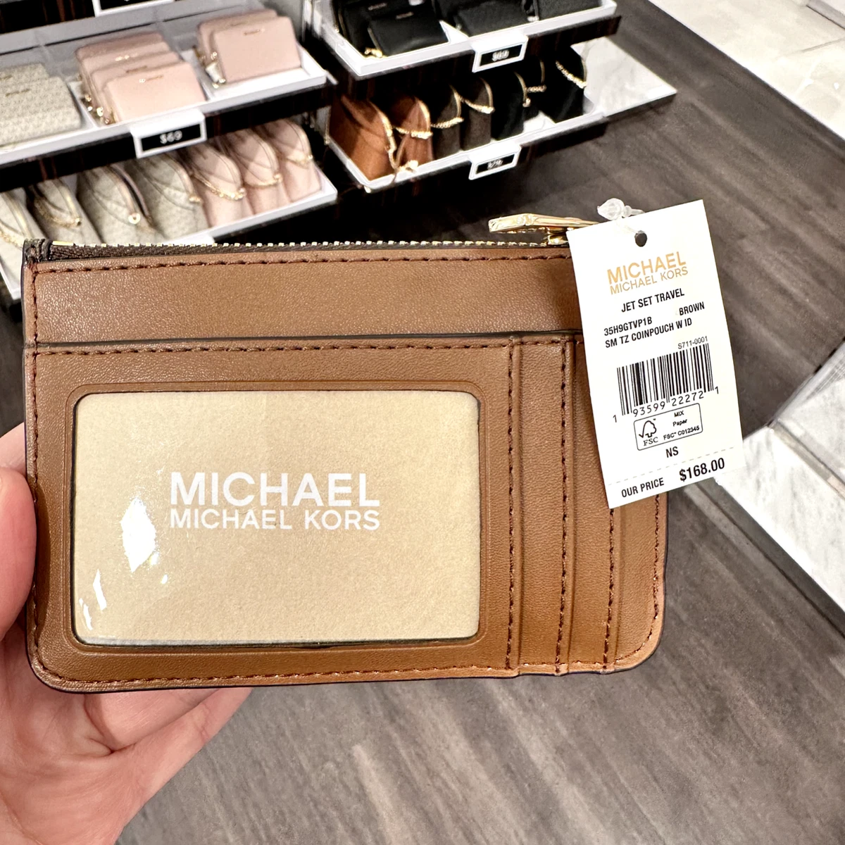 Michael Kors Womens Brown/Airplanes Jet Set Coin Purse