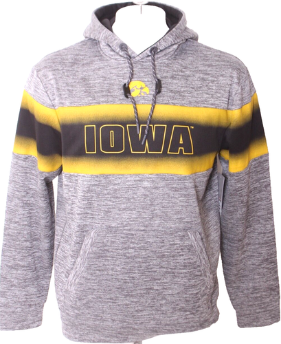 NEW Iowa Hawkeyes Colosseum Athletics Gray Stripe Hoodie Sweatshirt Men's L