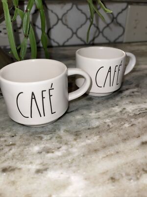 Rae Dunn Cafe 4 Oz Mini Mugs Set Of 2
