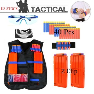 pistolas nerf con chaleco y gafas