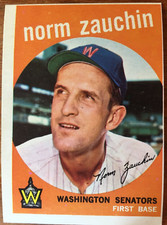 1959 Topps #311  NORM ZAUCHIN Washington Senators MLB baseball card EX