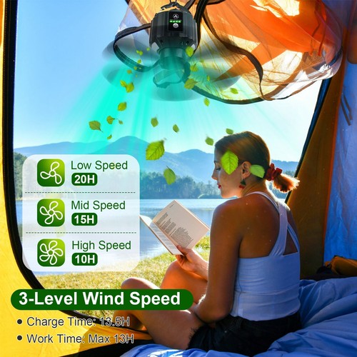 Camping Fan with LED Lantern, Portable Rechargeable Battery Powered Fan - Picture 15 of 22
