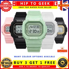 Digital Screen Sport Watch Men Women Unisex Boys Girls Kids Rectangle UK Seller