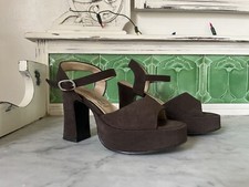 Vintage 1990s Brown Platform Mary Janes Shoes US Size 5