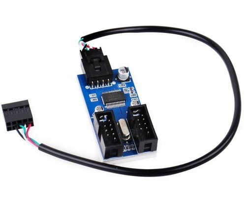 9pin motherboard Header to Dual 9-Pin male USB extension adapter Splitter Cable - Picture 3 of 5