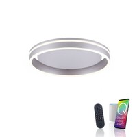 Led Deckenleuchte Smarthome Alexa Ø 40Cm Rund Silber Dimmbar Per Fernbedienung