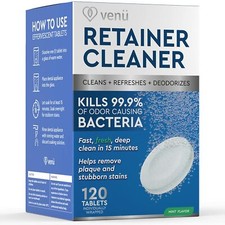 Retainer Cleaner 120 Denture Cleaning Tablets Stain Cleanser Plaque Remover