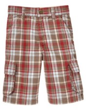 NWT Gymboree Kid Boy ALL STAR SLUGGER Chocolate Chip Plaid Cargo Shorts 8