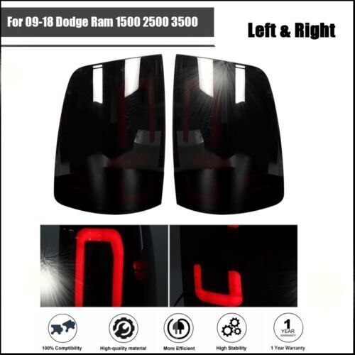 LH+RH Side LED Smoke Black Tail Lights Brake Lamps For 09-18 Dodge Ram 1500 - Picture 1 of 10