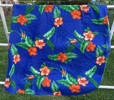 Sarong Dress  Hilo Hattie's  Hawaii  Vintage  Cotton  Blue with Orange Flow