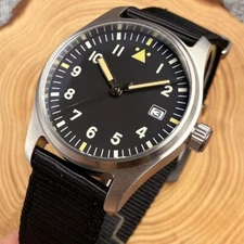 39mm Tandorio Date Watch For Men Automatic NH35A 200m Waterproof Black Nylon