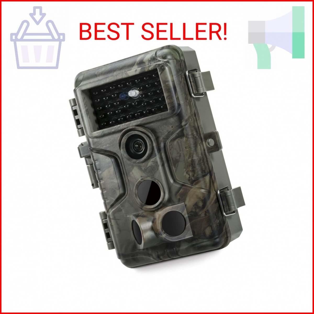 GardePro A3S Trail Camera, 64MP 1296p Game Camera with Clear 100ft No Glow  Night