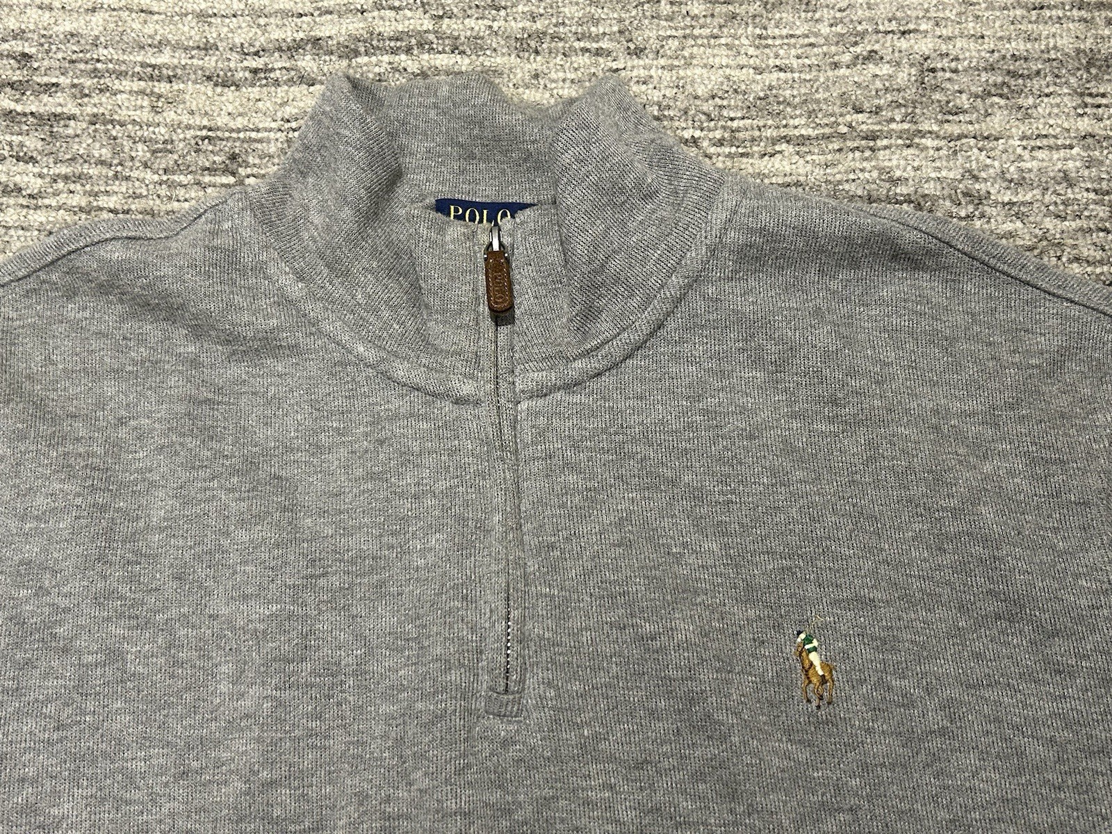 Polo Ralph Lauren grigia 1 4 zip pullover felpa grande 100% cotone pony