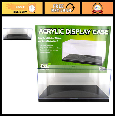 1:18 Scale Acrylic Display Case for Diecast Cars - Clear Cover, Black Base, Stac