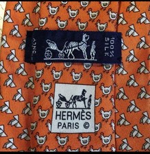 HERMES orange silk tie