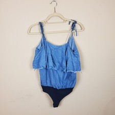 Zara Chambray Ruffle Bodysuit Size S