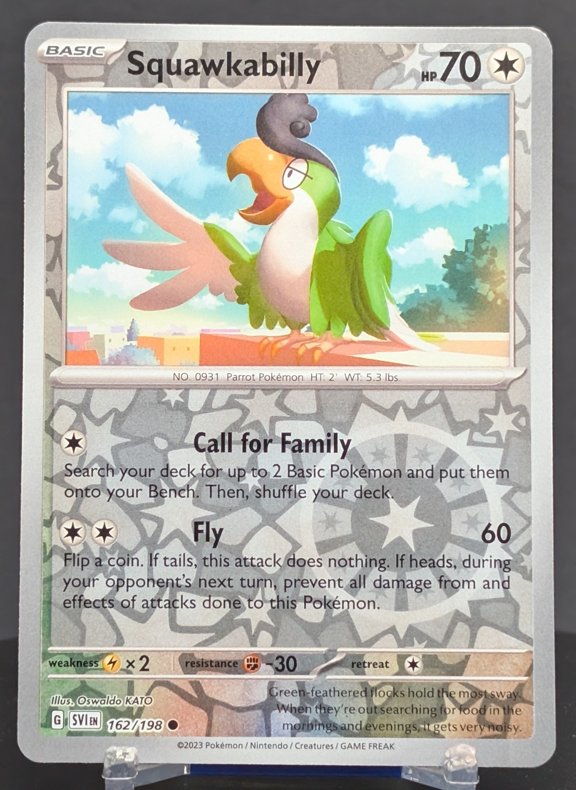Pokemon Squawkabilly #162/198 English SVI Scarlet & Violet Reverse Holo