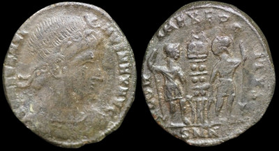 Constantine I Ancient coin AE3 GLORIA EXERCITVS Nicomedia SMNA RIC VII. #1934
