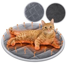 2 Pcs Self Warming Cat Mat Round Self Heating Pad Bed Reversible 16 Inch Gray
