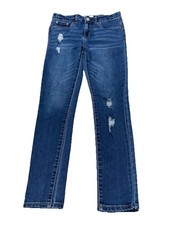 Signature Levi Strauss Size 12 Distressed Girls Jeans Dark Wash Classic Denim