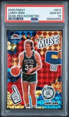 2025 Topps Finest Muse #M-2 Larry Bird Muse-Red Geometric PSA 10