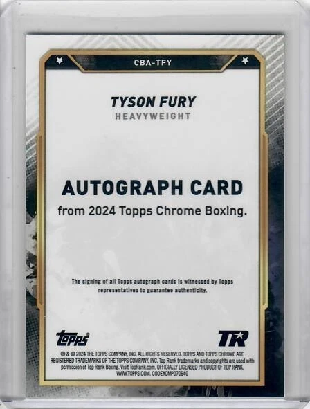 Tyson Fury 2024 Topps Chrome Boxing Autograph Refractor #CBA-TFY Auto - Image 2 of 2