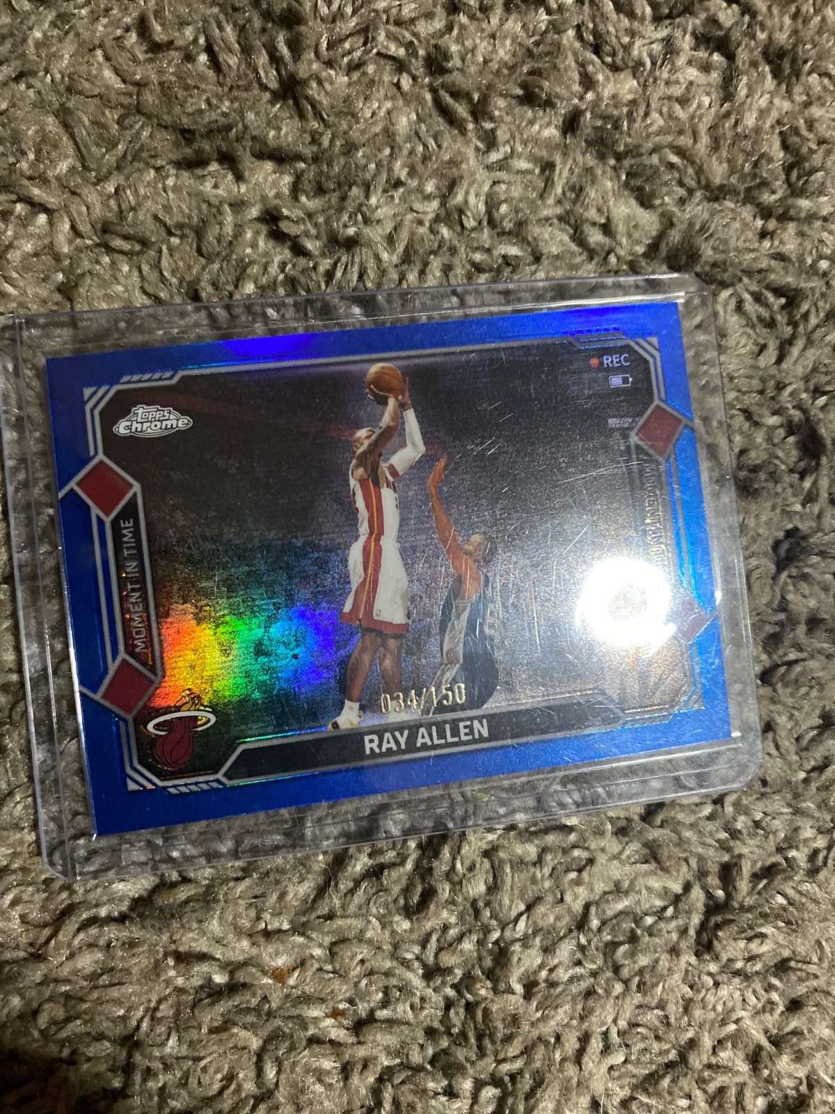 2025 Topps Chrome Ray Allen Moments in Time True Blue 034/150 JERSEY MATCH #34