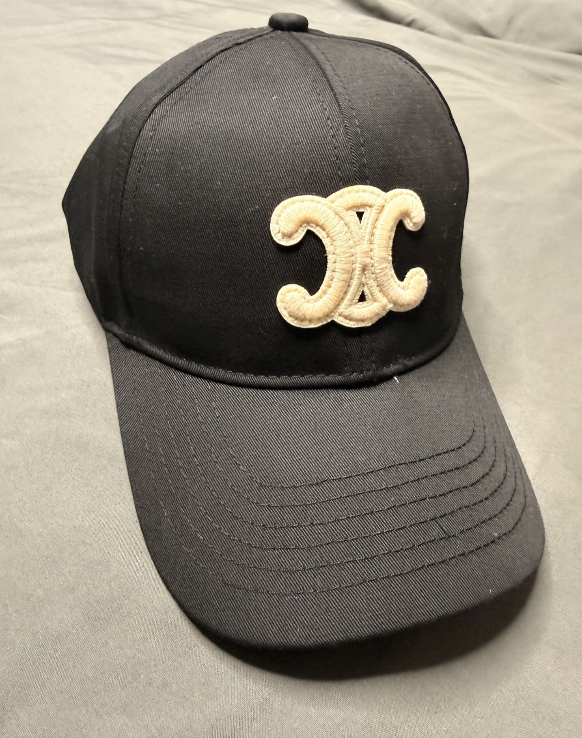 CELINE Paris Triomphe Adjustable Baseball Cap Black Size Medium Women's