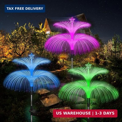 Solar Garden Lights 3 Pack Waterproof Outdoor 7 Color Changing Solar Flower Ligh