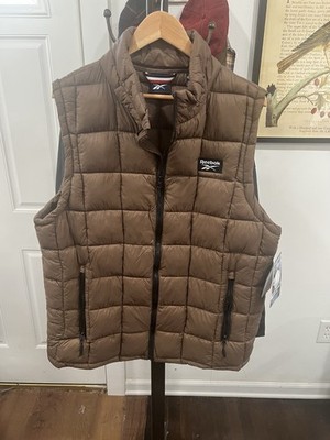 NWT Reebok Men s XL Brown Toffee Puffer Vest Full Zip Nylon Insulated Tall Fit