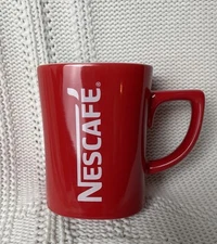 Nestle Nescafe Red Coffee Mug Tea Cup  Red/White Logo, 4” Tall