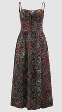 MOD Floral Paisley Print Knot Front Cami Maxi Dress Multi-Colour Size 1XL