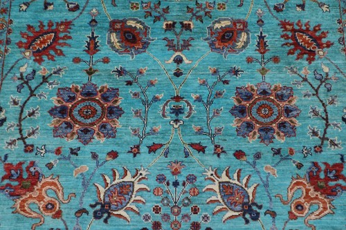 7x10 ft Oriental floral Area Rug Afghan Hand Knotted Veg dye Wool Tribal Rug - Picture 5 of 10