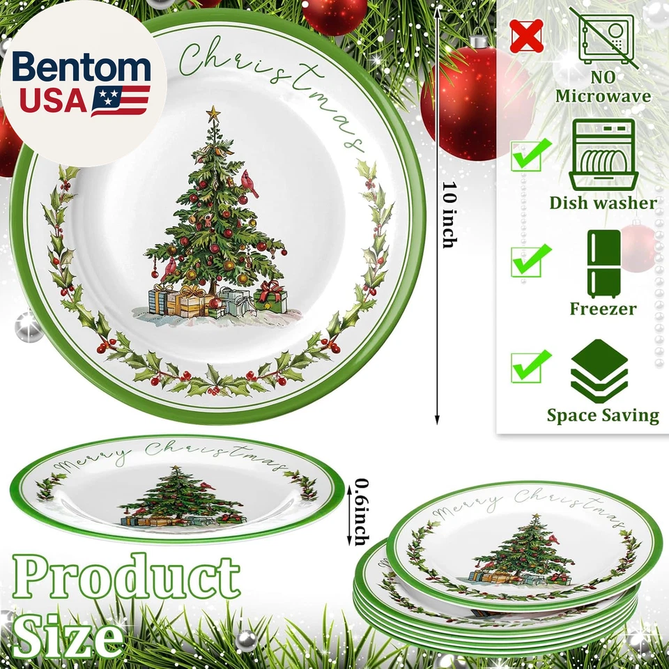 6 piezas platos de melamina de Navidad platos de ensalada de cena árbol de Navidad vajilla Navidad Wr Foto 2 de 4