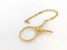 HERMES Gold-Plated Glove Holder Clip Chain Excellent w/Box