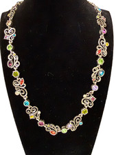 Patricia Locke Multicolor Crystal Link Necklace Signed