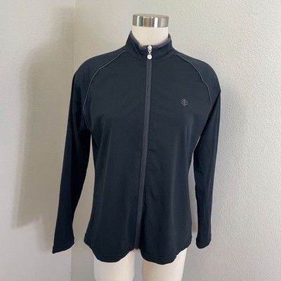 Coolibar Womens Large Full Zip Black Long Sleeve Jacket UPF 50+ Sun Protection