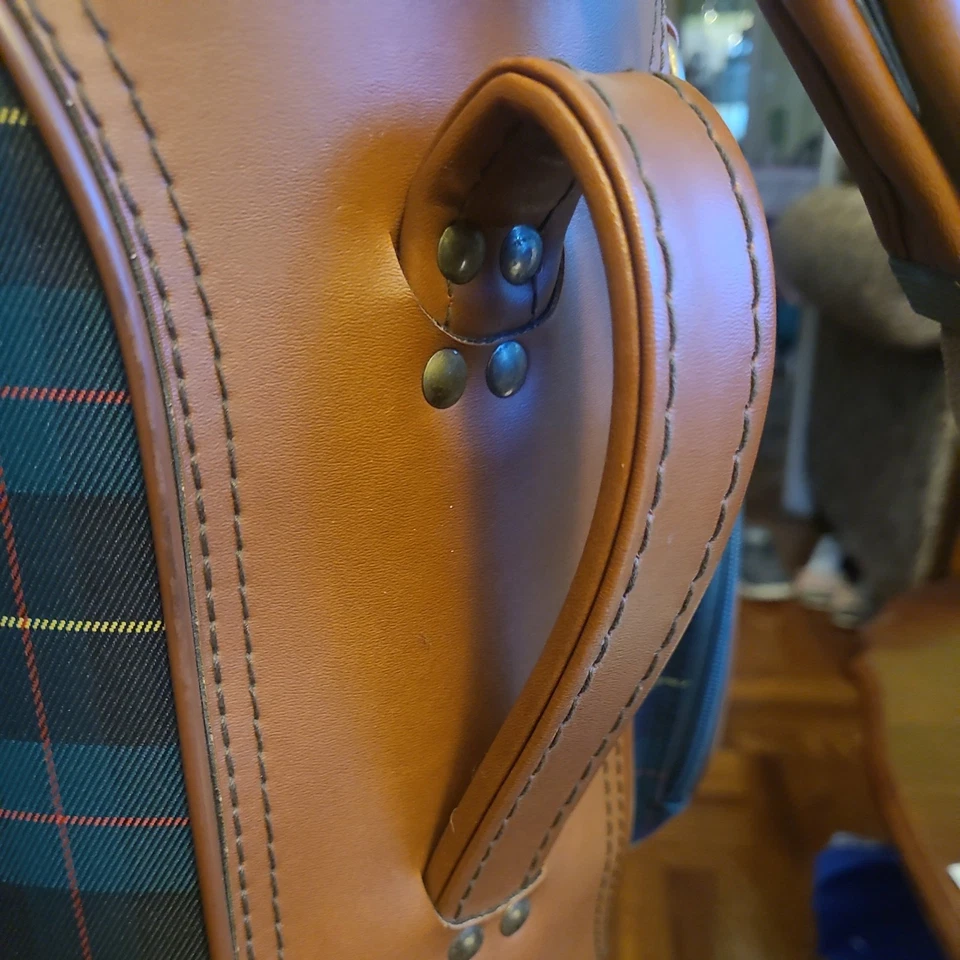 Bolsa de golf Gregory Paul vintage de cuero verde de lona de 3 vías Foto 4 de 4