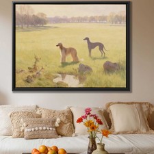 Pastel Dog Portrait Afghan Hound Canvas Wall Art Rustic Landscape Decor