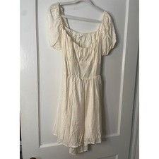 Blu Pepper Ivory Dress Women's Large Puff Sleeve Open Back Tie Mini Casual