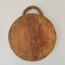 Vintage Round Wood Cutting Board Rope Handle ...