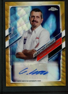 2021 Guenther Steiner 27/50 Auto Topps Chrome Autographs Gold Wave