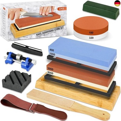 RISEMART 12PCS Abziehsteine Schleifstein Set für Messer, Professionell
