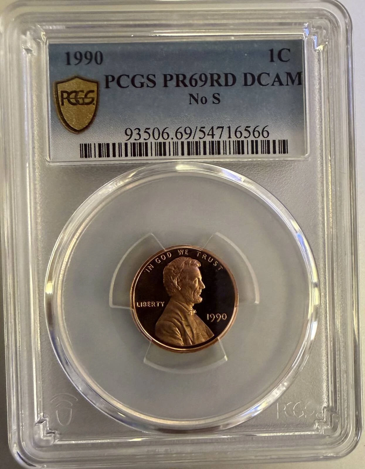 1990 No S Lincoln Cent PCGS PR-69 DCAM No Mintmark RARE