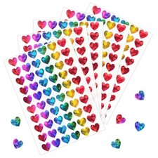 1800pcs 0.5inch Holographic Heart Stickers,Glitter Tiny Hearts Sticker Rainbow